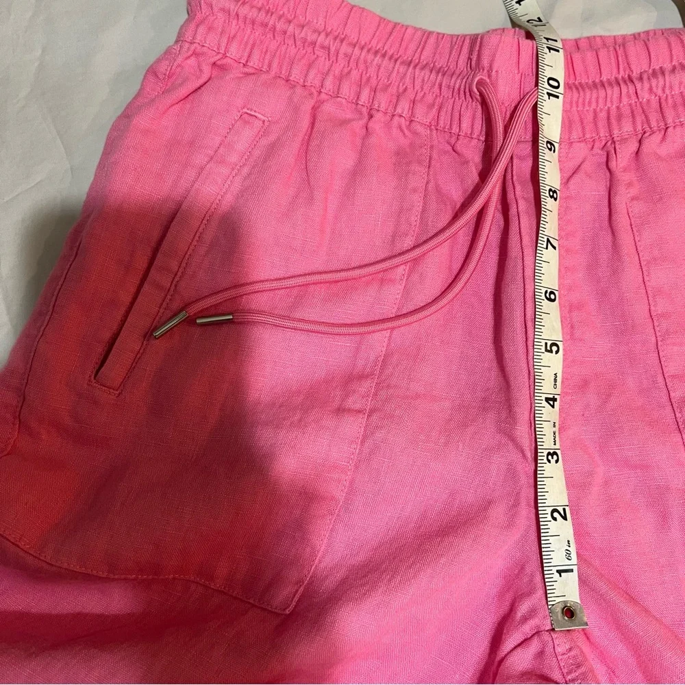 Athleta Retreat 100% Linen Wide Leg Pants Pink Side Slit Resortwear Small Petite - Picture 11 of 13